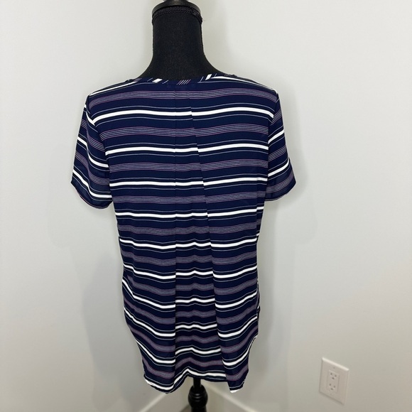 Pleione Dark Blue Stripe Short Sleeve Top (S) - Picture 4 of 8